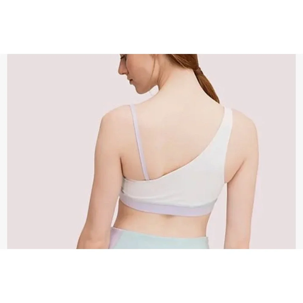 Kate‎ Spade New York One Shoulder Colorblock Sports Bra Mint Purple White M